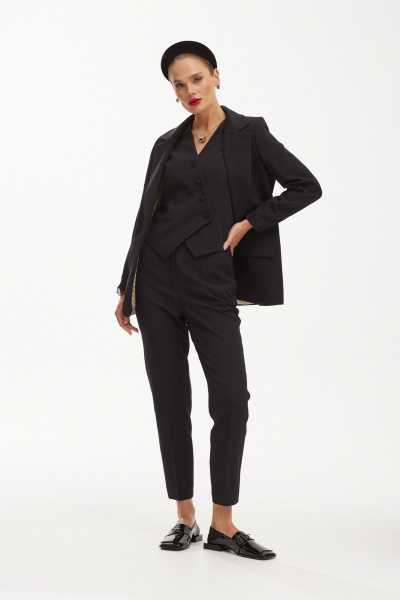 Трехпредметный деловой костюм с жакетом и брючным комплектом Твой имидж 1900 черный - фото 7