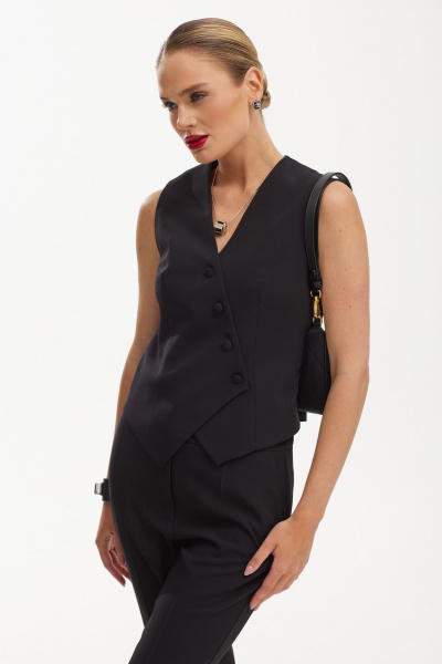 Трехпредметный деловой костюм с жакетом и брючным комплектом Твой имидж 1900 черный - фото 3