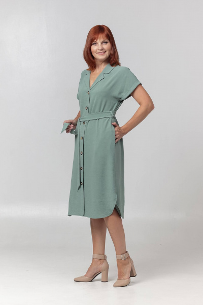 Легкое платье со спущенным плечом и поясом Соджи 624 мятный - фото 4