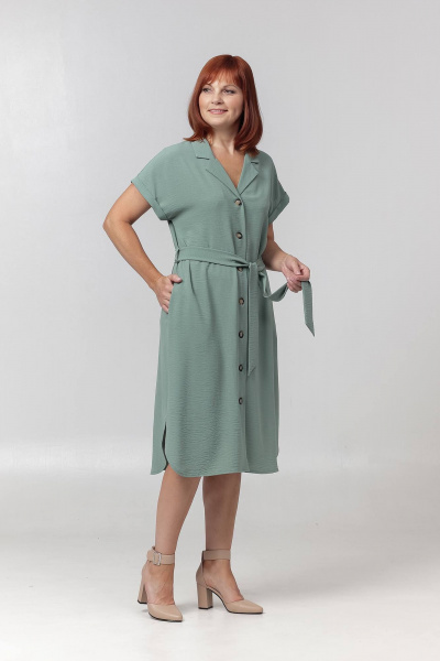 Легкое платье со спущенным плечом и поясом Соджи 624 мятный - фото 3