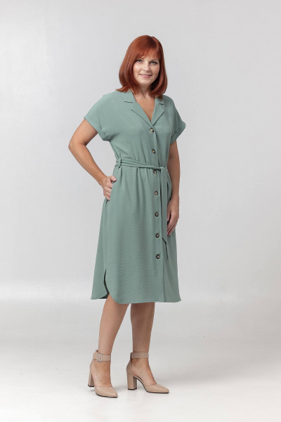 Легкое платье со спущенным плечом и поясом Соджи 624 мятный - фото 1