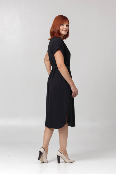 Платье со спущенным плечом и карманами на каждый день Соджи 624 черный - фото 5