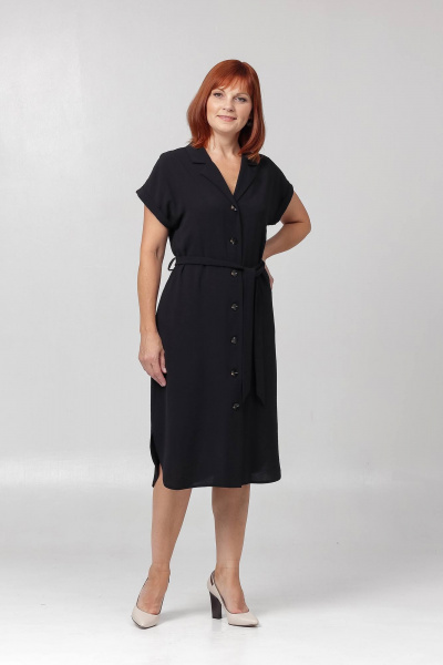 Платье со спущенным плечом и карманами на каждый день Соджи 624 черный - фото 4