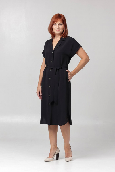 Платье со спущенным плечом и карманами на каждый день Соджи 624 черный - фото 3