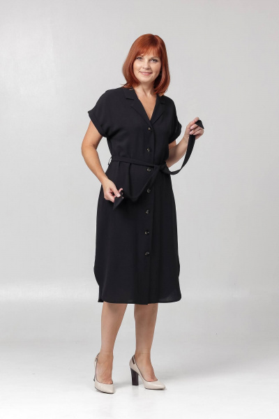 Платье со спущенным плечом и карманами на каждый день Соджи 624 черный - фото 2