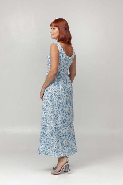 Облегающее платье с рельефными швами и длиной 120 см Соджи 626 белый_голубой - фото 5