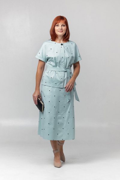 Жакет и юбка трапеции с накладными карманами Соджи 628 голубой - фото 3