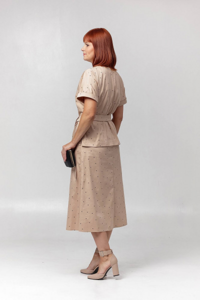 Бежевый жакет и юбка трапеции на кнопках Соджи 628 бежевый - фото 6