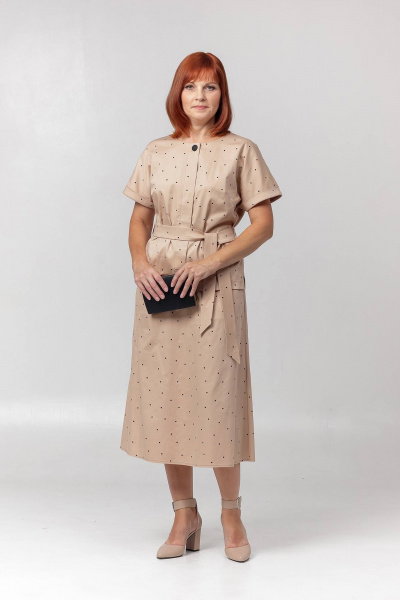 Бежевый жакет и юбка трапеции на кнопках Соджи 628 бежевый - фото 1