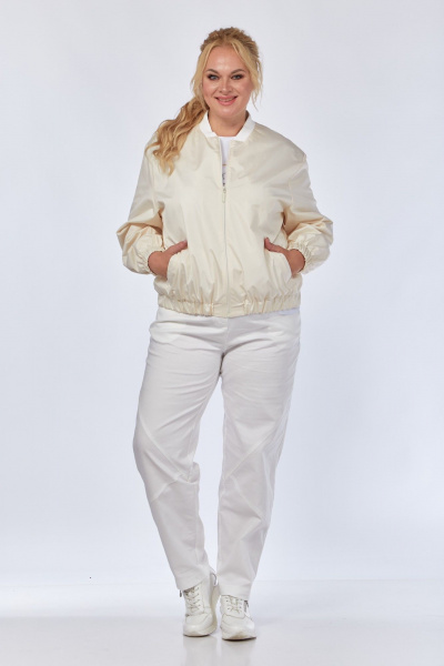 Ветровка с кокеткой и стойкой для демисезона Felice Woman 2489 молочный - фото 4