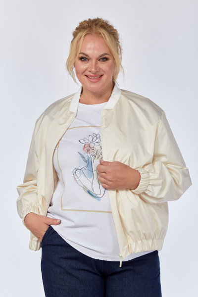 Ветровка с кокеткой и стойкой для демисезона Felice Woman 2489 молочный - фото 2