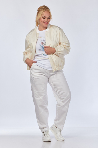Джинсовый комплект ветровка и брюки бохо Felice Woman 2491 молочный - фото 4