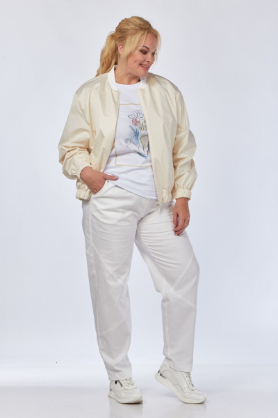 Джинсовый комплект ветровка и брюки бохо Felice Woman 2491 молочный - фото 1