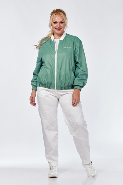 Костюм в стиле бохо из джинсовой ткани белый и зеленый Felice Woman 2492 зеленый - фото 6