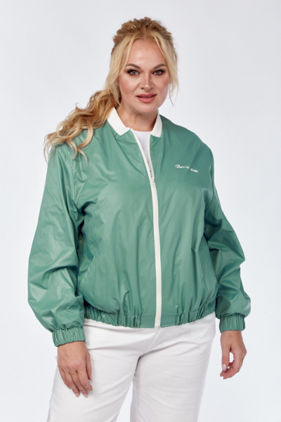 Костюм в стиле бохо из джинсовой ткани белый и зеленый Felice Woman 2492 зеленый - фото 3