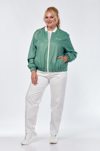 Костюм в стиле бохо из джинсовой ткани белый и зеленый Felice Woman 2492 зеленый - фото 2