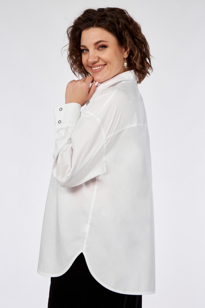 Деловая белая блузка с ушитыми складками и вышивкой Jurimex 3156 - фото 7