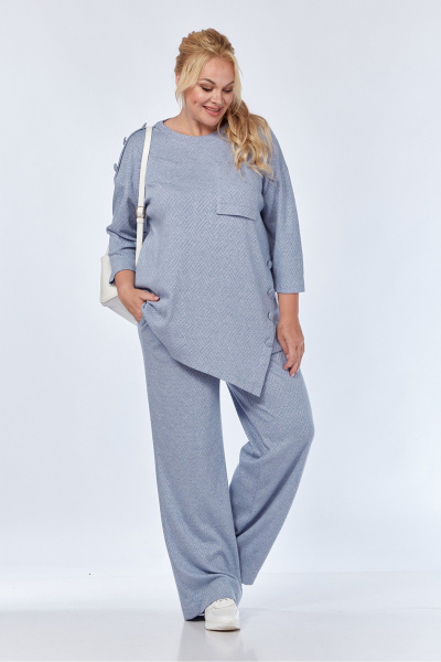 Голубой костюм 2-ка из трикотажа с брюками и джемпером Jurimex 3157 - фото 8