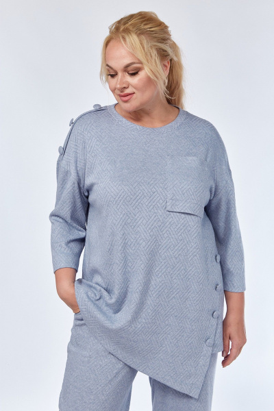 Голубой костюм 2-ка из трикотажа с брюками и джемпером Jurimex 3157 - фото 5