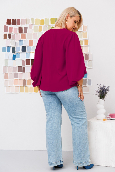 Блуза полуприлегающего силуэта с V-образным вырезом Anastasia 1048 винный - фото 3