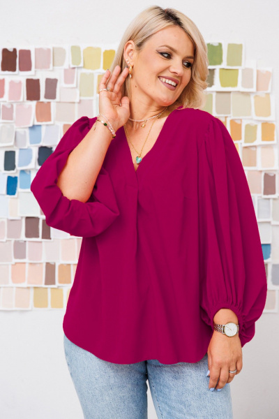 Блуза полуприлегающего силуэта с V-образным вырезом Anastasia 1048 винный - фото 2