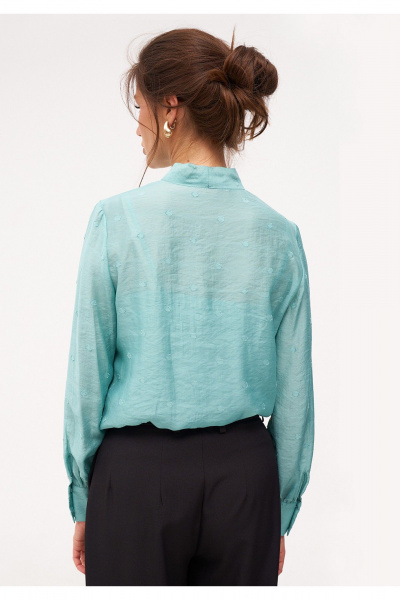 Классическая блуза прямая с бантом и топ из хлопка KaVaRi 4016.1 бирюзовый - фото 3