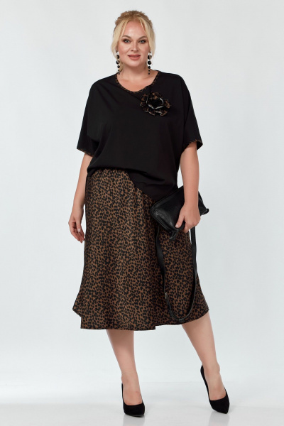 Блуза и юбка из текстиля с цветочным украшением Belinga 2305 леопард - фото 6