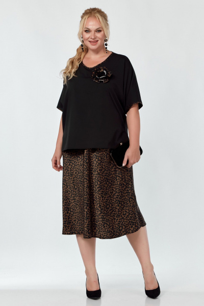 Блуза и юбка из текстиля с цветочным украшением Belinga 2305 леопард - фото 4