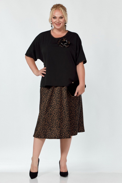 Блуза и юбка из текстиля с цветочным украшением Belinga 2305 леопард - фото 3