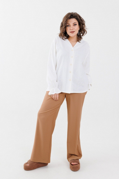 Брюки из вискозы с карманами и резинкой для повседневных образов Anelli 1293.2 кэмел - фото 4