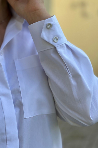 Рубашка прямого силуэта из хлопка с карманом S.O.L O Me М-1615 белый - фото 1