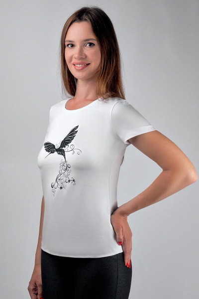 Белый трикотажный джемпер из хлопка с рукавом и эластичным полотном Verally 432П-1 белый - фото 3