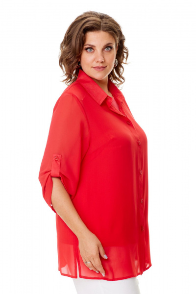 Комплект-блуза и майка свободного кроя с принтом в горошек Abbi 5031 красный - фото 16