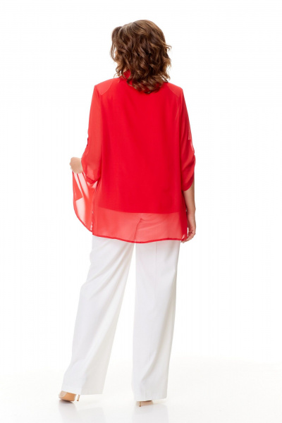 Комплект-блуза и майка свободного кроя с принтом в горошек Abbi 5031 красный - фото 3