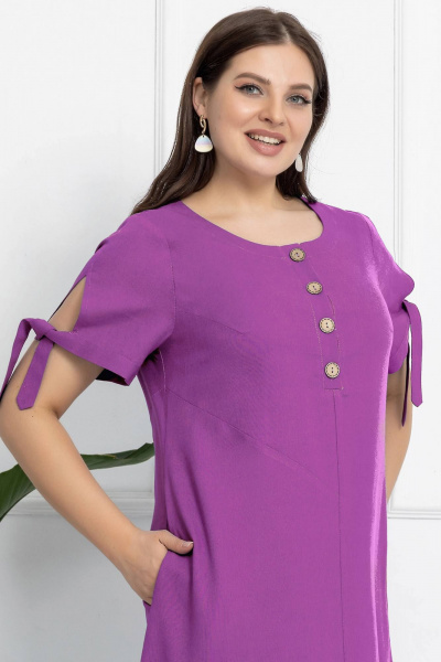 Льняное платье с ассиметричным низом и завязками Gold Style 2628 сиреневый - фото 9