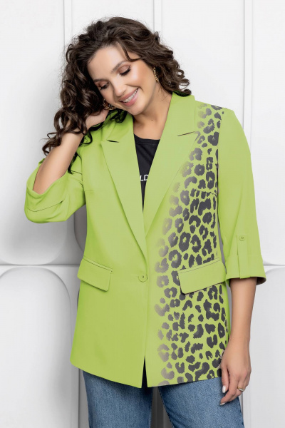 Пиджак прямого силуэта с анималистичным принтом Gold Style 2615/1 салатовый - фото 7