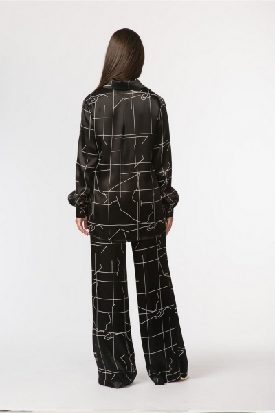 Блузка свободного кроя из вискозы с воротником-стойкой FASHION CENTRE В-3768 черный - фото 7