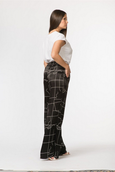 Широкие брюки прямого кроя из вискозы с поясом-резинкой FASHION CENTRE В-3769 черный - фото 3