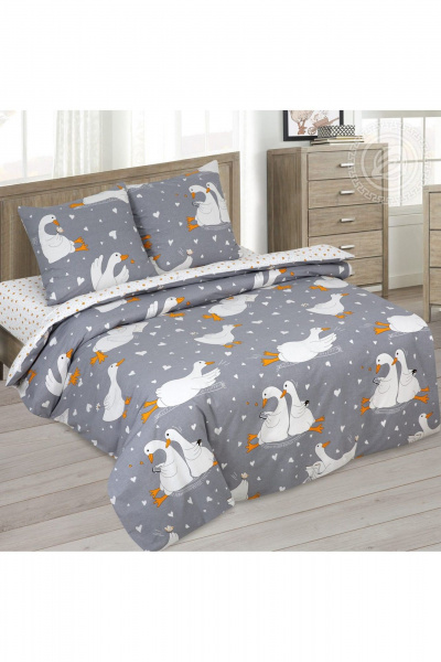 Комплект постельного белья из хлопка с одним пододеяльником АРТПОСТЕЛЬ 900 гусиные_лапки - фото 1