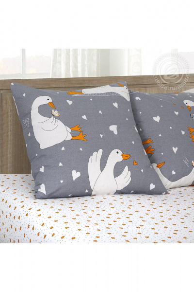 Постельный набор из поплина, серый, просторный размер АРТПОСТЕЛЬ 909 гусиные_лапки - фото 2