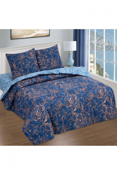 Постельное белье поплин, синий, прочное и комфортное АРТПОСТЕЛЬ 909 индиго - фото 1