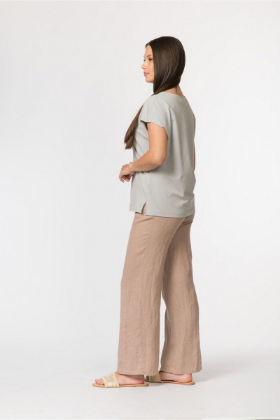 Джемпер прямой с коротким рукавом и круглым вырезом FASHION CENTRE Х-3729 серо-голубой - фото 4