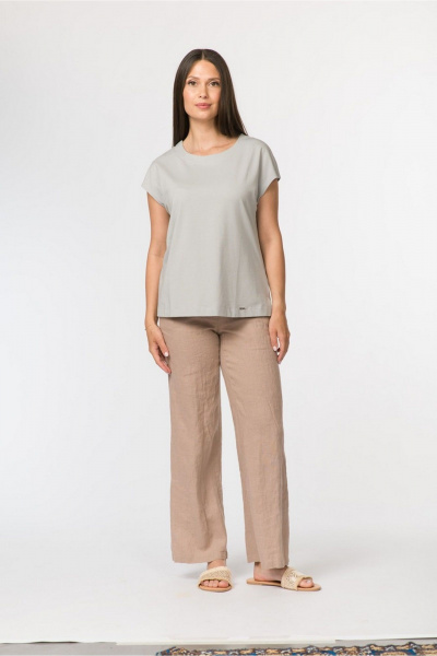 Джемпер прямой с коротким рукавом и круглым вырезом FASHION CENTRE Х-3729 серо-голубой - фото 3