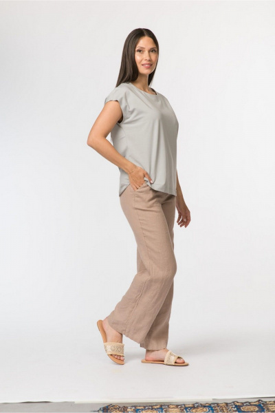 Джемпер прямой с коротким рукавом и круглым вырезом FASHION CENTRE Х-3729 серо-голубой - фото 2