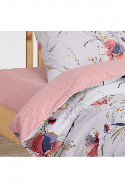 Постельный комплект из хлопка поплин, розово-серый, универсальный АРТПОСТЕЛЬ 909 парадиз - фото 3