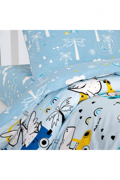 Комплект постельного белья из хлопка с поплином голубой цвет АРТПОСТЕЛЬ 912 движ - фото 3