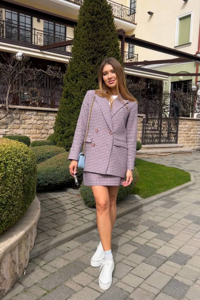 Классическая укороченная юбка из льна в клетку Garsonnier 110004.054 - фото 6