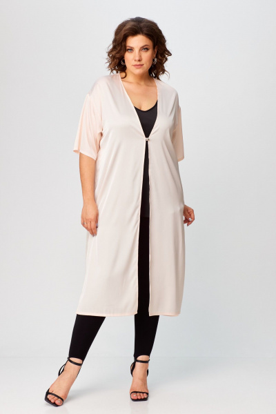 Туника свободного силуэта из шелка удлиненная для лета Avenue 0326-2 персик - фото 1