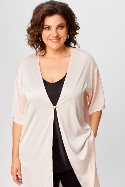 Туника свободного силуэта из шелка удлиненная для лета Avenue 0326-2 персик - фото 3