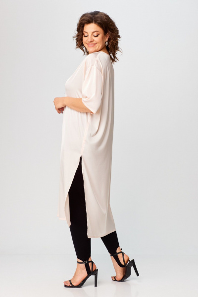 Туника свободного силуэта из шелка удлиненная для лета Avenue 0326-2 персик - фото 2